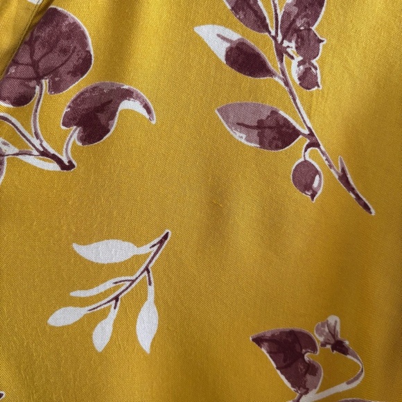 Mustard Yellow Floral Popover Blouse Tunic Ruffle Sleeves Peasant Bohemian XXL - Picture 15 of 16